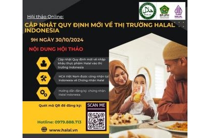 Hội thảo: “CẬP NHẬT QUY ĐỊNH MỚI VỀ THỊ TRƯỜNG INDONESIA - HƯỚNG DẪN DOANH NGHIỆP ĐĂNG KÝ CHỨNG NHẬN HALAL THEO QUY ĐỊNH”